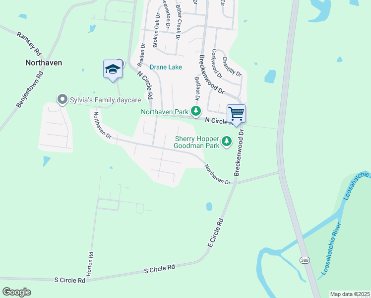 map of restaurants, bars, coffee shops, grocery stores, and more near 836 Northaven Drive in Memphis