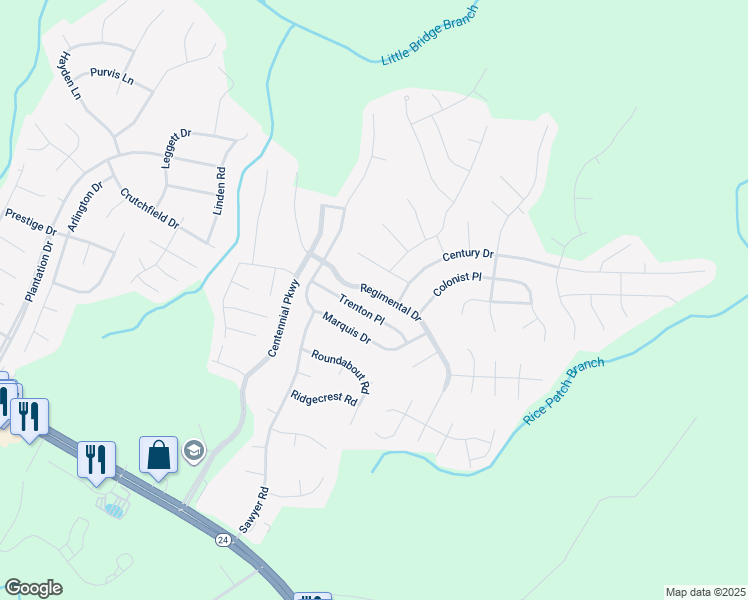 map of restaurants, bars, coffee shops, grocery stores, and more near 202 Regimental Drive in Cameron