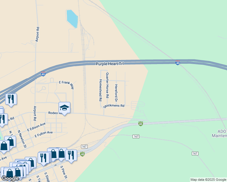 map of restaurants, bars, coffee shops, grocery stores, and more near 856 Quarter Horse Road in Williams