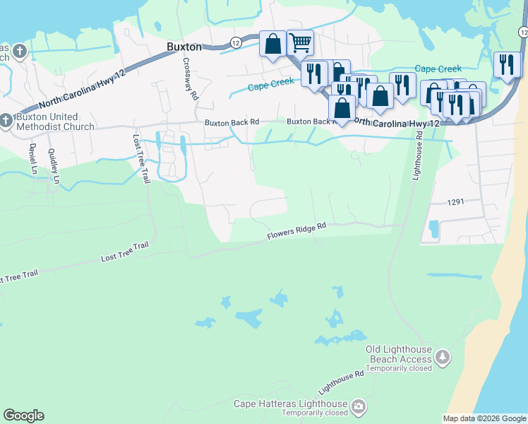map of restaurants, bars, coffee shops, grocery stores, and more near 47147 Ridge Trail in Dare