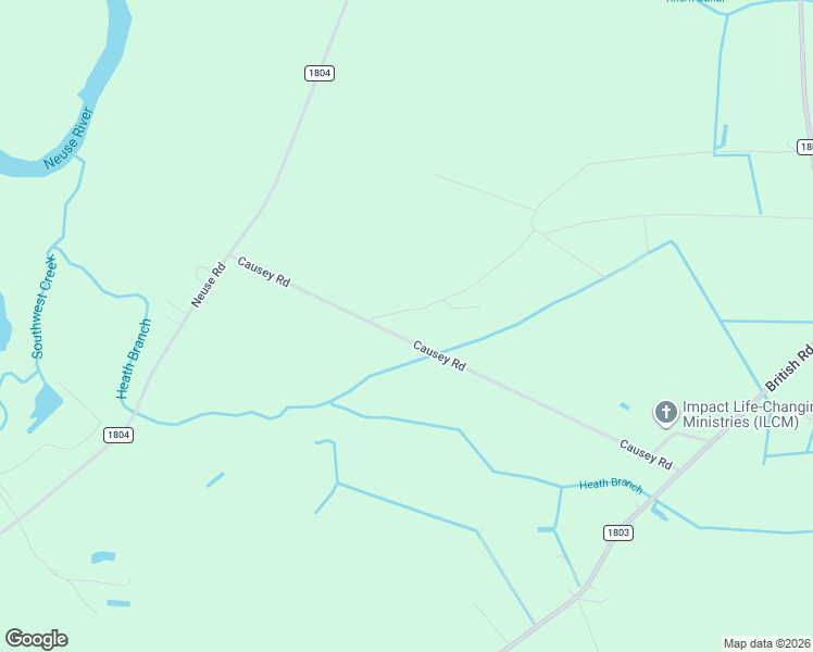 map of restaurants, bars, coffee shops, grocery stores, and more near 2490 Causey Road in Kinston