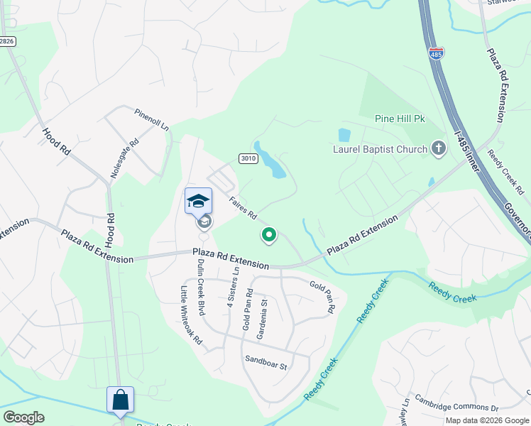 map of restaurants, bars, coffee shops, grocery stores, and more near 8812 Faires Road in Charlotte