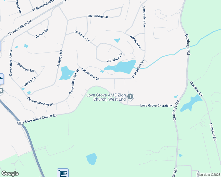 map of restaurants, bars, coffee shops, grocery stores, and more near 104 Edinburgh Court in Seven Lakes