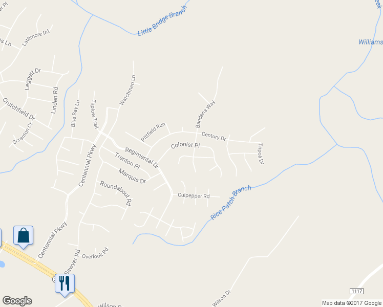 map of restaurants, bars, coffee shops, grocery stores, and more near 100 Old Glory Lane in Cameron