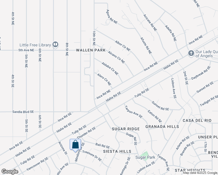 map of restaurants, bars, coffee shops, grocery stores, and more near 105 Alero Circle Northeast in Rio Rancho