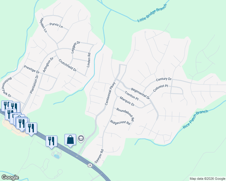 map of restaurants, bars, coffee shops, grocery stores, and more near 111 Marquis Drive in Cameron