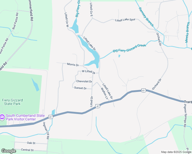 map of restaurants, bars, coffee shops, grocery stores, and more near 202 Littell Drive in Tracy City