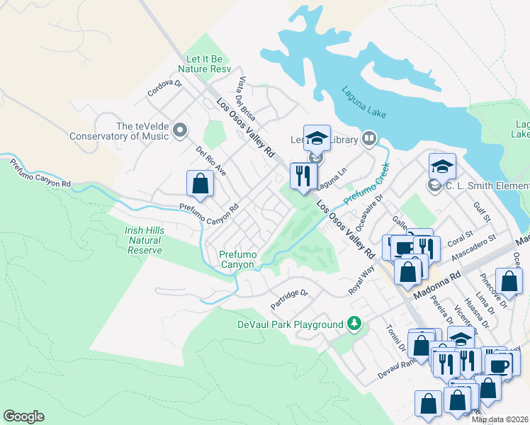 map of restaurants, bars, coffee shops, grocery stores, and more near 1013 Kerry Drive in San Luis Obispo