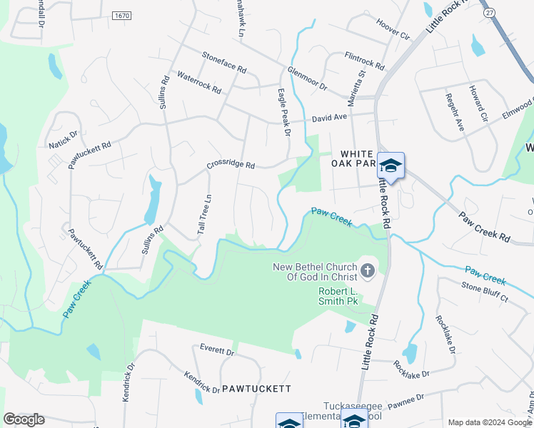map of restaurants, bars, coffee shops, grocery stores, and more near 7124 Hunters Glen Drive in Charlotte