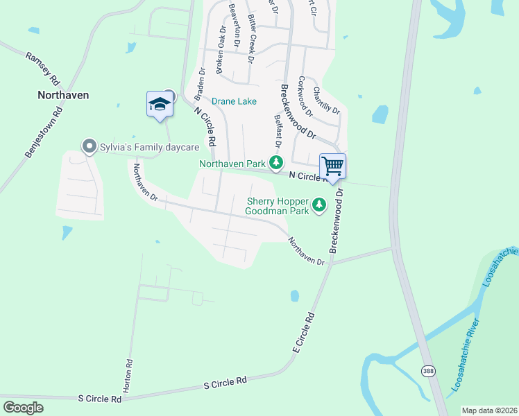 map of restaurants, bars, coffee shops, grocery stores, and more near 836 Northaven Drive in Memphis