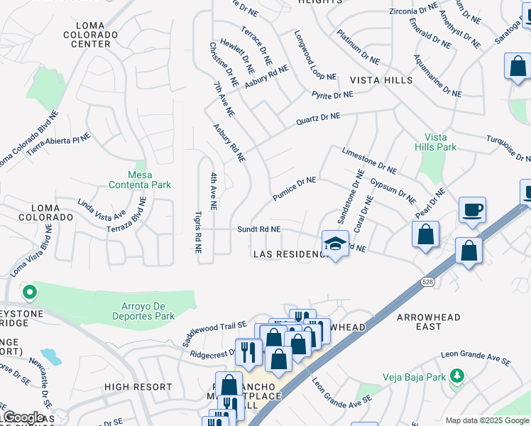 map of restaurants, bars, coffee shops, grocery stores, and more near 4216 Russel Court Northeast in Rio Rancho