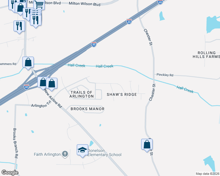 map of restaurants, bars, coffee shops, grocery stores, and more near 12193 Longleaf Oak Trail in Arlington