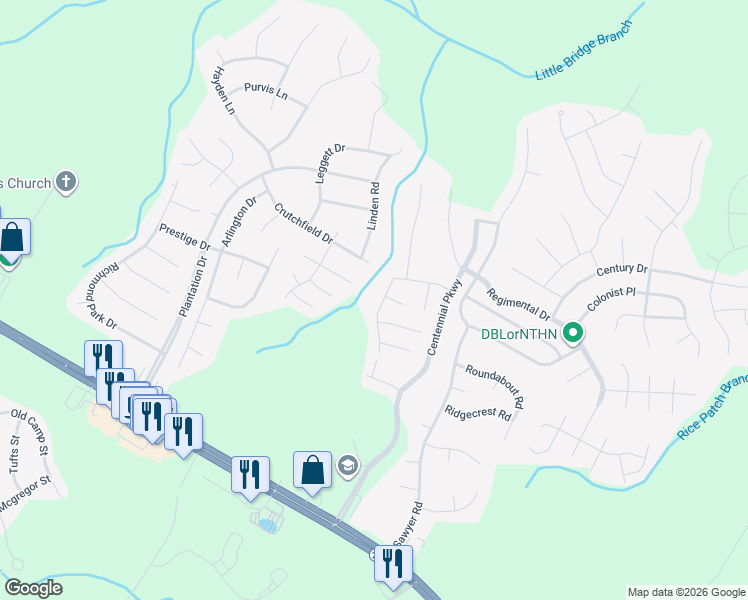 map of restaurants, bars, coffee shops, grocery stores, and more near 112 Bicentennial Way in Cameron