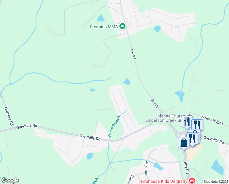 map of restaurants, bars, coffee shops, grocery stores, and more near 360 River Oak Street in Spring Lake