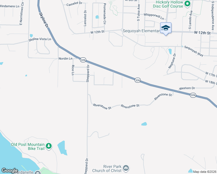 map of restaurants, bars, coffee shops, grocery stores, and more near 606 Castlegate Loop in Russellville