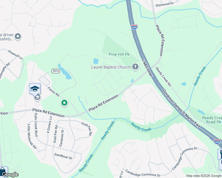 map of restaurants, bars, coffee shops, grocery stores, and more near 11615 Plaza Road Extension in Charlotte