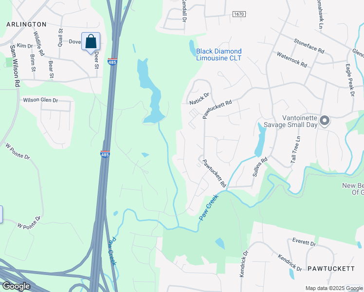 map of restaurants, bars, coffee shops, grocery stores, and more near 8523 Paw Valley Lane in Charlotte