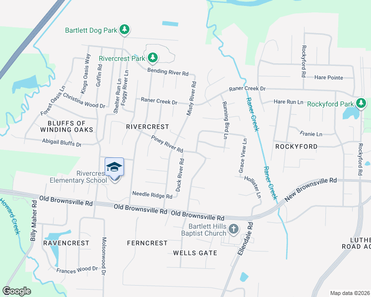 map of restaurants, bars, coffee shops, grocery stores, and more near 6425 East Forked River Cove in Bartlett