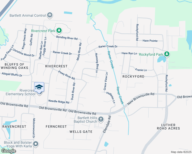 map of restaurants, bars, coffee shops, grocery stores, and more near Quail Meadow Cove in Bartlett