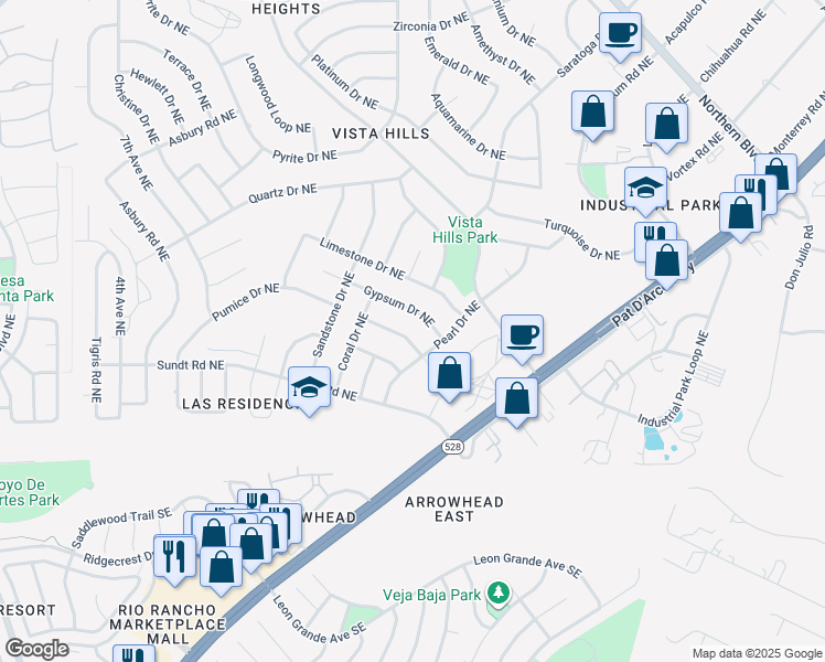 map of restaurants, bars, coffee shops, grocery stores, and more near 4650 Gypsum Drive Northeast in Rio Rancho