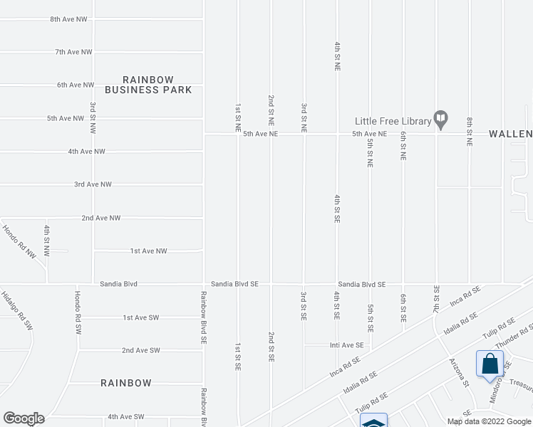 map of restaurants, bars, coffee shops, grocery stores, and more near 121 2nd Street Northeast in Rio Rancho