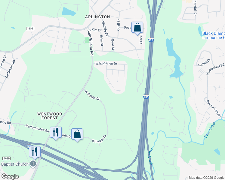 map of restaurants, bars, coffee shops, grocery stores, and more near 2204 Pleasant Dale Drive in Charlotte