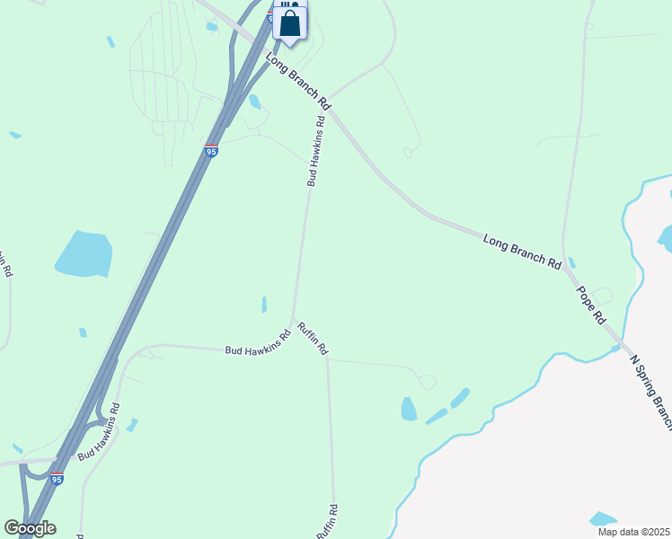 map of restaurants, bars, coffee shops, grocery stores, and more near 2125 Bud Hawkins Road in Dunn