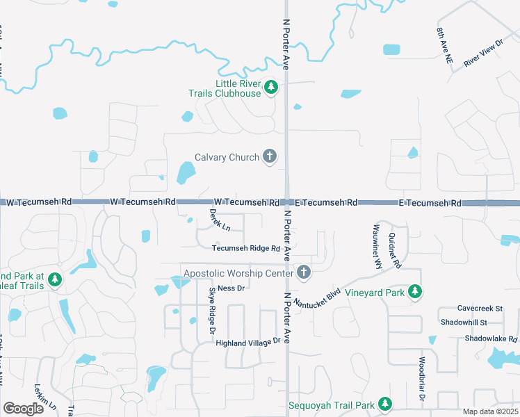 map of restaurants, bars, coffee shops, grocery stores, and more near 129 Dollina Court in Norman
