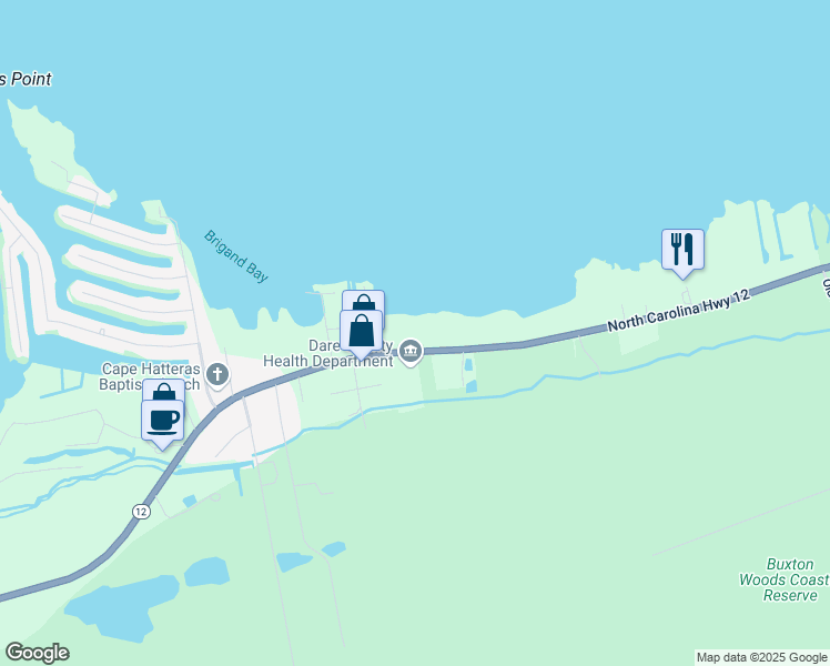 map of restaurants, bars, coffee shops, grocery stores, and more near 50300 North Carolina Highway 12 in Buxton