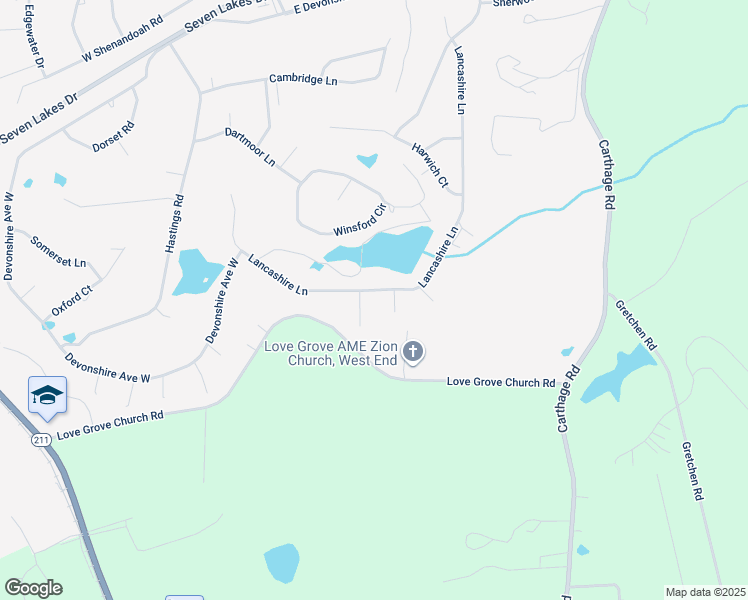 map of restaurants, bars, coffee shops, grocery stores, and more near 139 Lancashire Lane in Seven Lakes