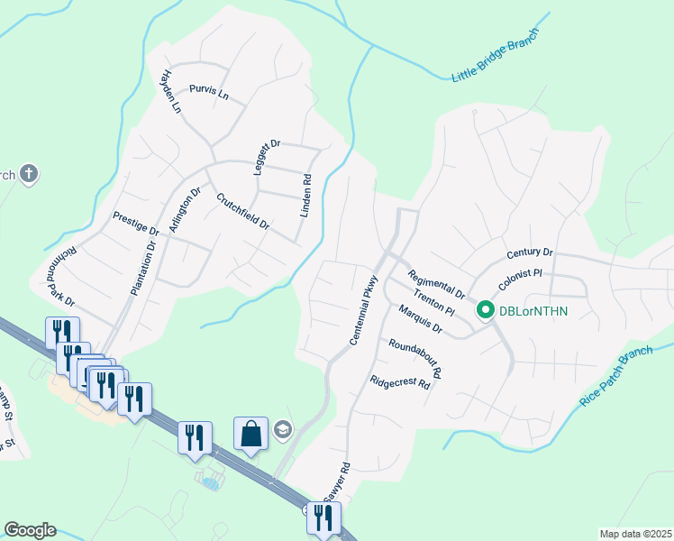 map of restaurants, bars, coffee shops, grocery stores, and more near 420 Crutchfield Drive in Cameron