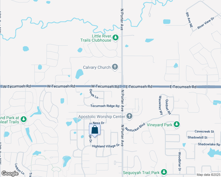 map of restaurants, bars, coffee shops, grocery stores, and more near 129 Dollina Court in Norman