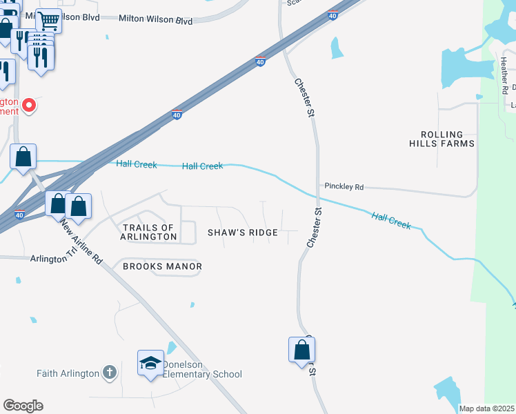 map of restaurants, bars, coffee shops, grocery stores, and more near 4975 Shaws Ridge Cove in Arlington