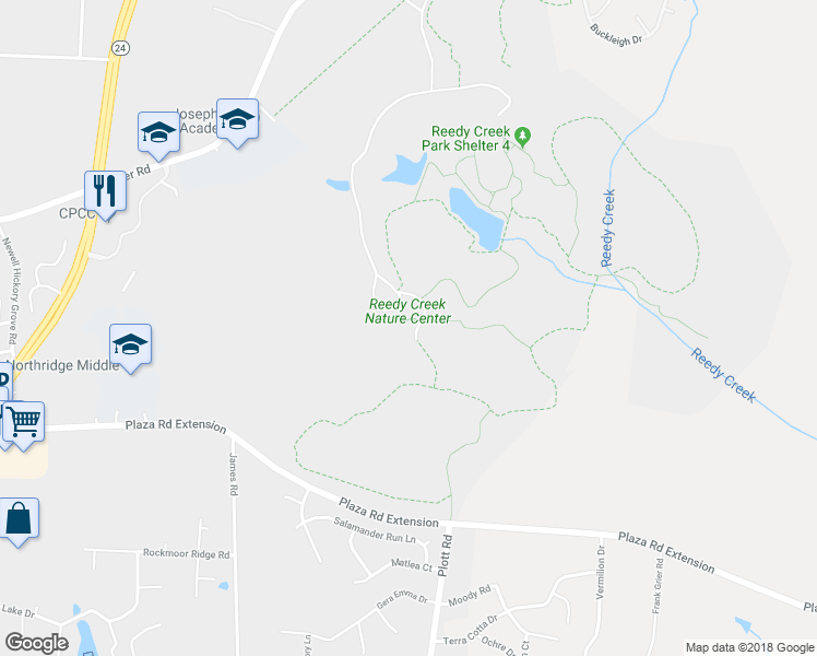 map of restaurants, bars, coffee shops, grocery stores, and more near 2900 Rocky River Road in Charlotte