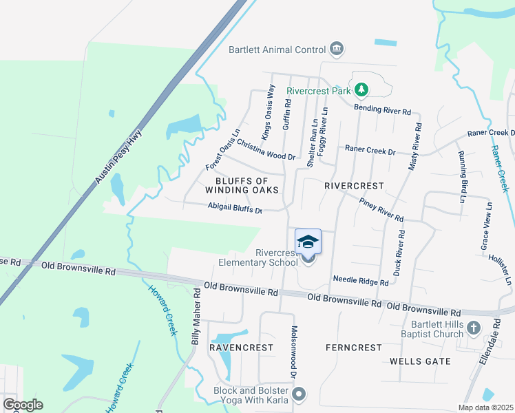 map of restaurants, bars, coffee shops, grocery stores, and more near 6164 Abigail Bluffs Drive in Memphis