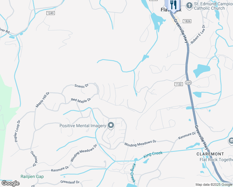 map of restaurants, bars, coffee shops, grocery stores, and more near 512 Cobblestone Lane in Flat Rock