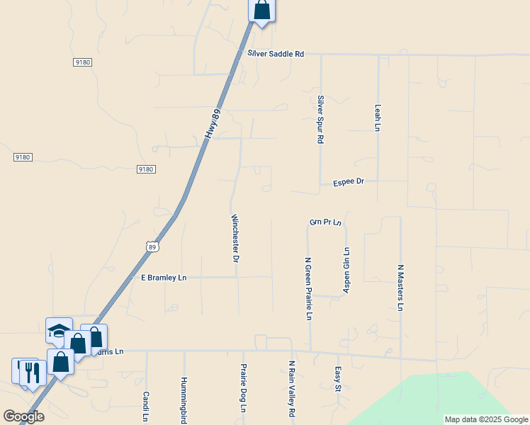 map of restaurants, bars, coffee shops, grocery stores, and more near 8460 Remington Drive in Flagstaff