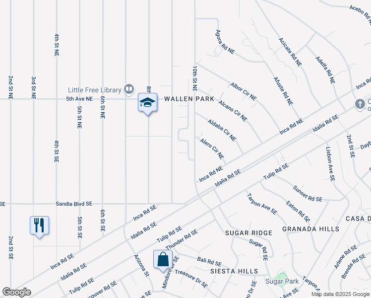 map of restaurants, bars, coffee shops, grocery stores, and more near 920 Crown Court Northeast in Rio Rancho