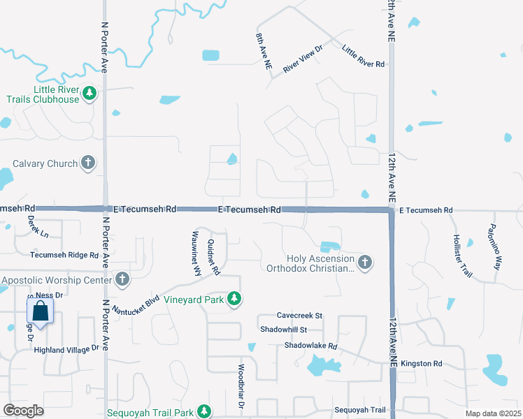 map of restaurants, bars, coffee shops, grocery stores, and more near West Tecumseh Road in Norman