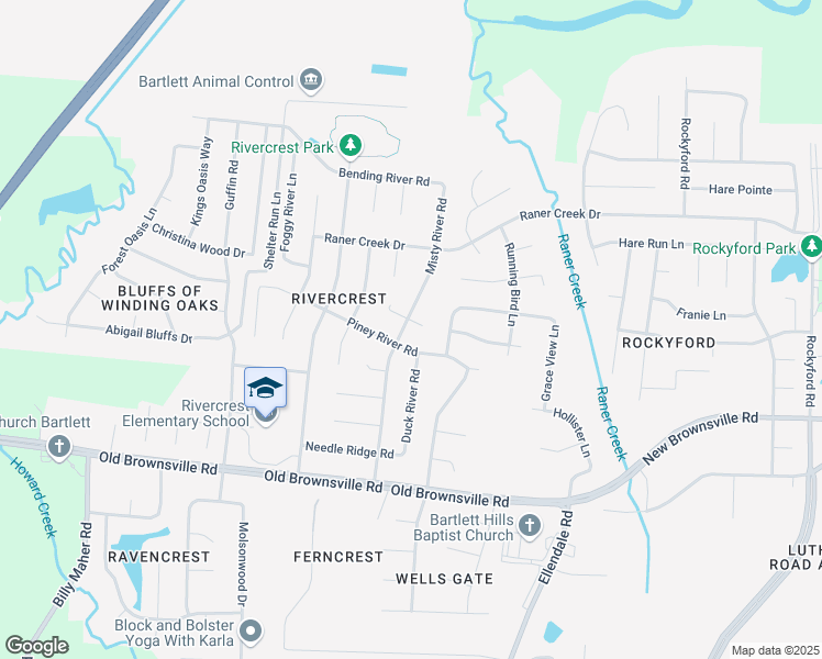 map of restaurants, bars, coffee shops, grocery stores, and more near 6425 East Forked River Cove in Bartlett