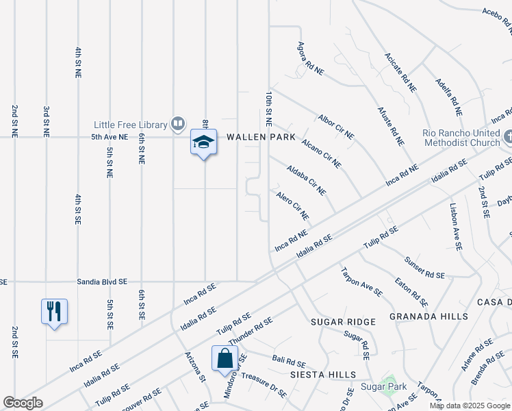 map of restaurants, bars, coffee shops, grocery stores, and more near 920 Crown Court Northeast in Rio Rancho