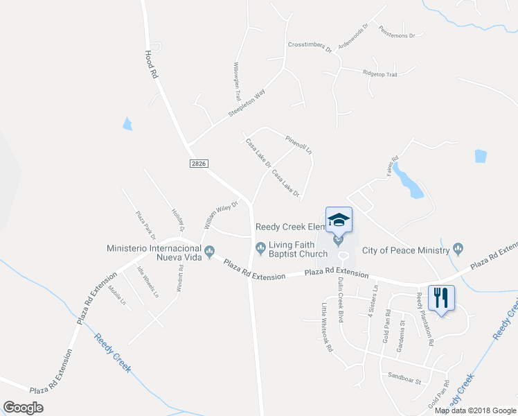 map of restaurants, bars, coffee shops, grocery stores, and more near 8740 Hood Road in Charlotte