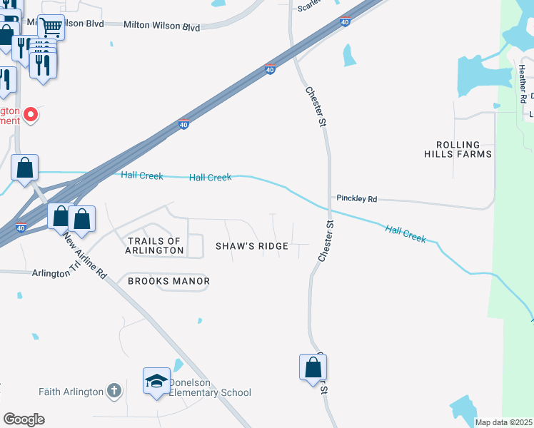 map of restaurants, bars, coffee shops, grocery stores, and more near 4975 Shaws Ridge Cove in Arlington
