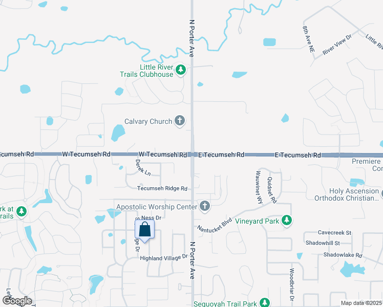 map of restaurants, bars, coffee shops, grocery stores, and more near 35 West Tecumseh Road in Norman