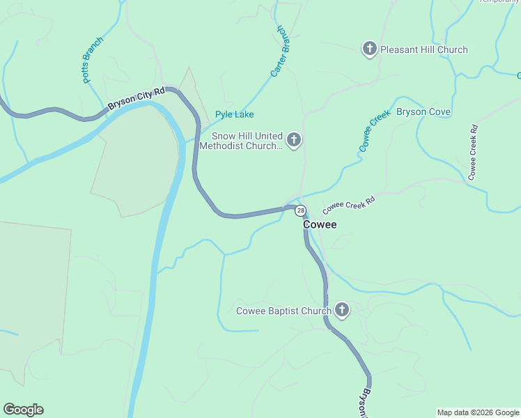 map of restaurants, bars, coffee shops, grocery stores, and more near 6961 Bryson City Road in Franklin
