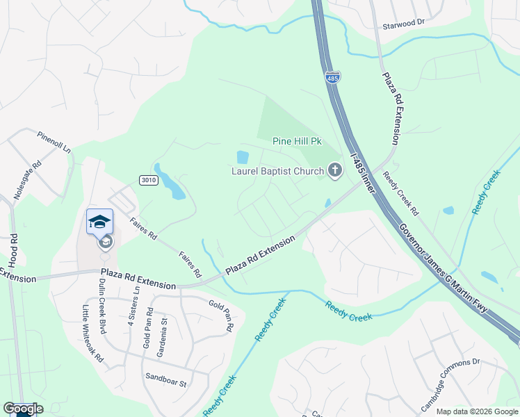 map of restaurants, bars, coffee shops, grocery stores, and more near 11615 Plaza Road Extension in Charlotte