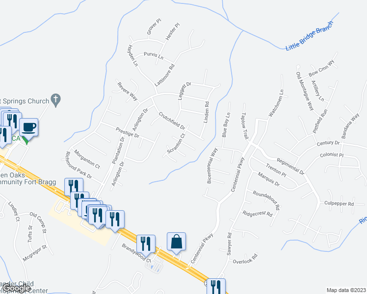 map of restaurants, bars, coffee shops, grocery stores, and more near 86 Boston Harbor in Cameron