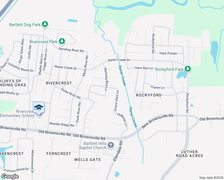 map of restaurants, bars, coffee shops, grocery stores, and more near 6575 Royal King Dr in Bartlett