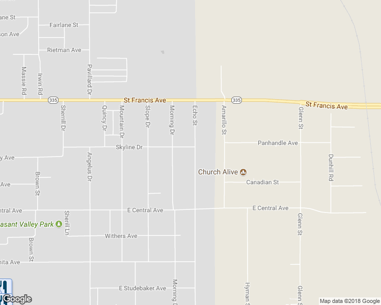 map of restaurants, bars, coffee shops, grocery stores, and more near 4857 Echo Street in Amarillo