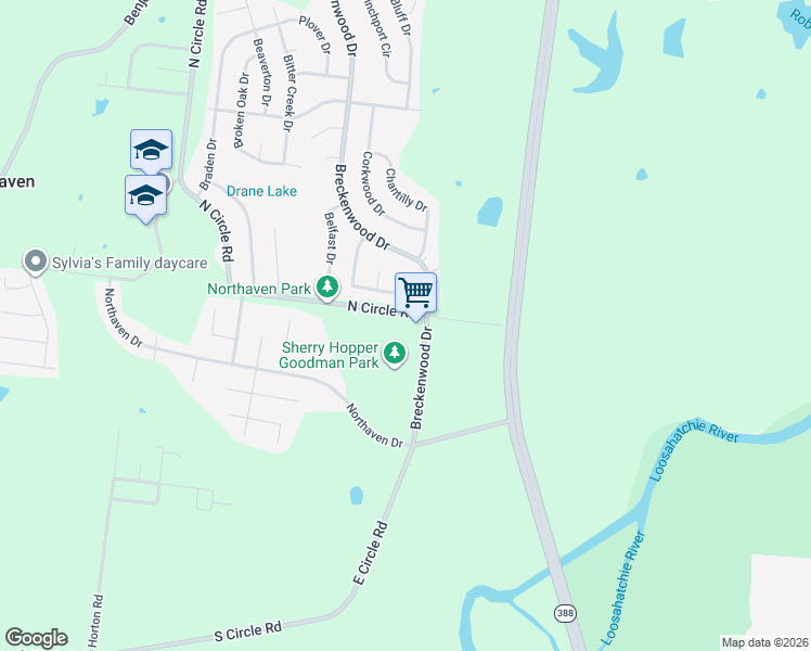map of restaurants, bars, coffee shops, grocery stores, and more near 4991 Breckenwood Drive in Memphis